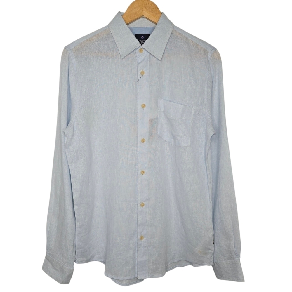 Ben Sherman Mens Modern Classic Fit Linen Blend Button Up Shirt Size Small